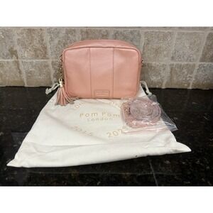 Pom Pom London City Metallic Rose Gold Pink Crossbody skinny strap tassel (flaw)